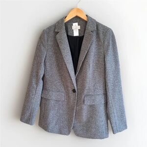 NEW Ann Taylor LOFT Women's Blazer Houndstooth Gray Lined Size 6 Business Attire